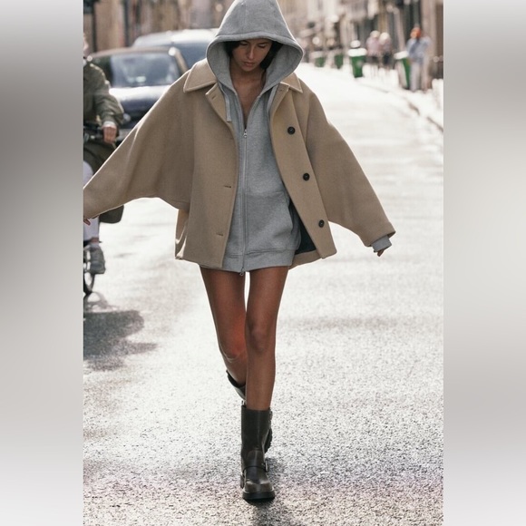 Zara ZW Collection Wool Blend Short Coat - Picture 11 of 17